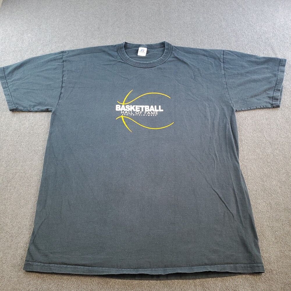 Vintage Russell Basketball Hall of Fame t-shirt Black Size Large Spring Field Ma